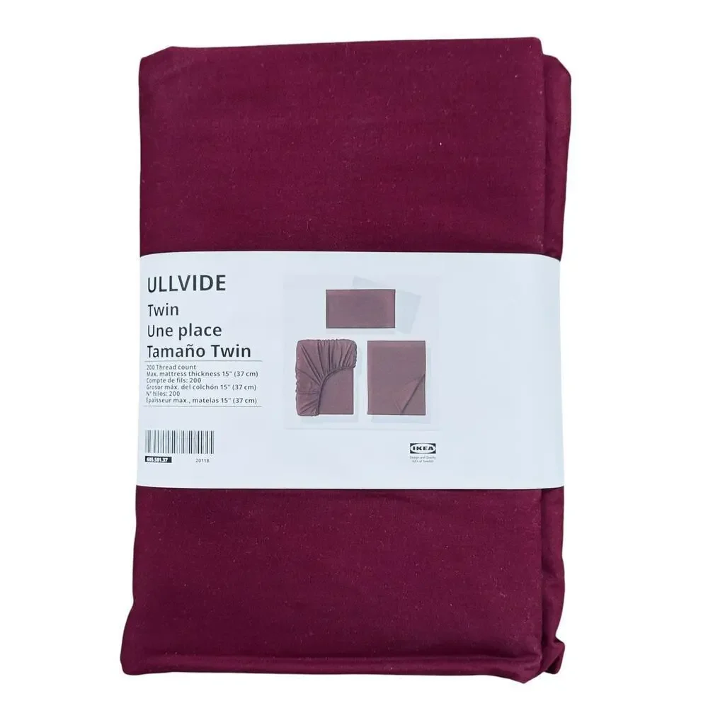 IKEA ULLVIDE Deep Red Twin Sheet Set